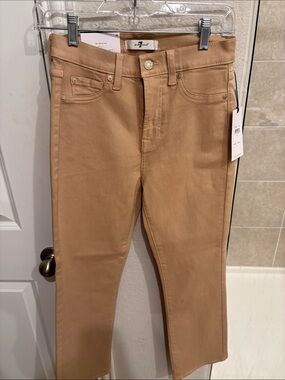 7 For All Mankind Tan High Waist Slim Kick Jeans